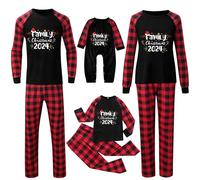 Ensemble de pyjama de Noël familial pour homme et femme avec lettres imprimées - Pyjama assorti confortable pour elle et lui - Motif dessin animé mignon - Pour bébé de 12 mois à 18 mois - 318