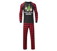 Ensemble de pyjama de Noël familial pour homme et femme avec lettres imprimées - Pyjama assorti confortable pour elle et lui - Motif dessin animé mignon - Pour garçons et filles - Noël assorti - Mon M