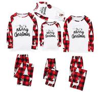 Ensemble de pyjama de Noël familial pour homme et femme avec lettres imprimées - Pyjama assorti confortable pour elle et lui - Motif dessin animé mignon - Pour bébé de 0 mois à 3 mois - 361