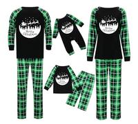 Ensemble de pyjama de Noël familial pour homme et femme avec lettres imprimées - Pyjama assorti confortable pour elle et lui - Motif dessin animé mignon - Pour bébé de 18 mois à 24 mois à 27 ans