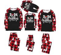 Ensemble de pyjama de Noël familial pour homme et femme avec lettres imprimées - Pyjama assorti confortable pour elle et lui - Motif dessin animé mignon - Pour garçons et filles - Noël - Mon XL - 31