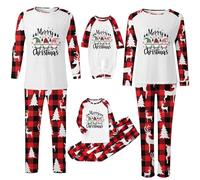 Ensemble de pyjama de Noël familial pour homme et femme avec lettres imprimées - Pyjama assorti confortable pour elle et lui - Motif dessin animé mignon - Pour garçons et filles - 2 ans - 3 ans - 1001