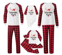 Ensemble de pyjama de Noël familial pour homme et femme avec lettres imprimées - Pyjama assorti confortable pour elle et lui - Motif dessin animé mignon - Pour garçons et filles - Noël Mon S -1023