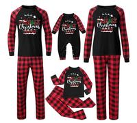 Ensemble de pyjama de Noël familial pour homme et femme avec lettres imprimées - Pyjama assorti confortable pour elle et lui - Motif dessin animé mignon - Noël assorti - 165, Noir , 10 Years-11 Years