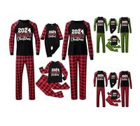 Ensemble de pyjama de Noël familial pour homme et femme avec lettres imprimées - Pyjama assorti confortable pour elle et lui - Motif dessin animé mignon - Pour bébé de 0 mois à 3 mois - 323