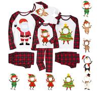 Ensemble de pyjama de Noël personnalisé pour la famille 2025 avec visage de dessin animé imprimé assorti à faire soi-même pour femmes et hommes, Rouge, XL