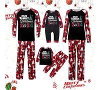 Ensemble de pyjama de Noël pour homme et femme avec lettres imprimées - Pyjama assorti confortable pour elle et lui - Motif dessin animé mignon - Pour garçons et filles - Noël assorti - Mon M -319