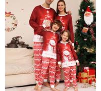 Ensemble de pyjama de Noël pour homme et femme avec lettres imprimées - Pyjama assorti confortable pour elle et lui - Motif dessin animé mignon - Pour garçons et filles - 4XL - 394