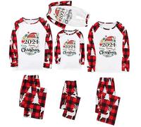 Ensemble de pyjama de Noël pour homme et femme avec lettres imprimées - Pyjama assorti confortable pour elle et lui - Motif dessin animé mignon - Pour garçons et filles - Noël assorti Mon M -670
