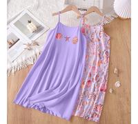 Ensemble de pyjama décontracté pour fille douce avec imprimé étoile de mer & coquillage, bretelles, style princesse confortable, parfait pour la détente à la maison en été et le port quotidien 8Y,9Y,1