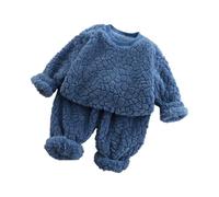 Ensemble de Pyjama d'hiver en Polaire 2 pièces pour Tout-Petits, garçons et Filles, vêtements de Nuit Chauds en Flanelle, Hauts, Pantalons, Tenues de Pyjama Doux Robe Tunique Fille (Blue, 9-10 Years)
