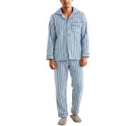 Ensemble de pyjama en flanelle pour homme - Manches longues - Pantalon de pyjama avec intérieur doux - Chemise de nuit thermique - Confortable - Relaxation - Vêtement d'intérieur, bleu clair, M