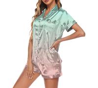 Ensemble de pyjama en satin doux à manches courtes avec haut et short pour femme, taille M, rose, 3XL