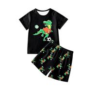 Ensemble de Pyjama en Satin pour Enfants T-Shirt et Short Manche Courte Top Plage T Shirt Enfant Pyjamas Vêtements Casual 2 Pièces Pyjashort Set Bambin 1-5 Ans