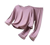 Ensemble de Pyjama en Satin pour Enfants T-Shirt et Short Manches Longues Pajama 2 Pièces Soie Boutonné Coton Biologique Doux Mignonne Dinosaure Bébé Ado Fille