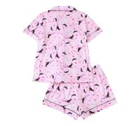 Ensemble de pyjama et short en satin pour femme - Ensemble de pyjama assorti à boutons - Fantôme d'automne - Ensemble de pyjama léger à boutons - Ensemble de nuit à revers graphique à manches courtes