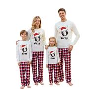 Ensemble de pyjama familial de Noël pour homme et femme - Coupe ample et confortable - Haut à manches longues et pantalon à carreaux - Pyjama de Noël assorti pour la famille et le chien, o, S
