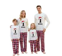 Ensemble de pyjama familial de Noël pour homme et femme - Coupe ample et confortable - Haut à manches longues et pantalon à carreaux - Pyjama de Noël assorti pour la famille et le chien, I, M