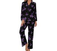Ensemble de Pyjama Fantaisie à Manches Longues pour Femme « Je Porte du Violet pour Mon père »