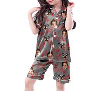 Ensemble de Pyjama féminin Trois pièces à Manches Courtes pour Filles Doux et décontracté imprimé Confort Domestique idéal pour la Maison et soirées détente (Grey, 6-7 Years) #23