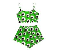 Ensemble de Pyjama Femme débardeur et Short Confortable Tenue Maison décontractée avec imprimé Halloween pour Un Usage Quotidien (Green, S)