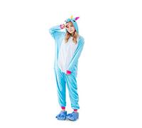 Ensemble de Pyjama Licorne Grenouillère Animaux Siamois Romper Pajamas Kigurumi Onesie Cosplay Animal Combinaison Costume Vêtement de Nuit en Flanelles Soirée Carvanal Halloween Noël Déguisement