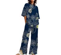 Ensemble de pyjama moderne et relaxant pour femme, tenue d'été 2024 pour femme, ensemble de 2 t-shirts surdimensionnés, pantalon à jambe droite, survêtement grande taille, pantalon de pyjama pour