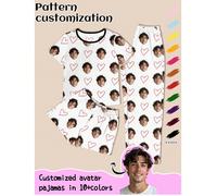 Ensemble de pyjama personnalisé 3 pièces pour femmes, impression de n'importe quel motif, pyjamas personnalisés avec photos, vêtements de nuit confortables, images amusantes, Saint-Valentin, anniversa