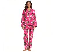 Ensemble de pyjama personnalisé pour femme avec photo - Impression personnalisable de famille et d'animaux domestiques, manches longues en soie de lait brossé doux, parfait pour la fête des mères, les