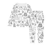 Ensemble de pyjama pour enfants garçons à faire soi-même - Peint à la main - Pyjama amusant de Noël à colorier pour enfants et filles - Graffiti créatif - Peut jouer avec et porter 2 vêtements de