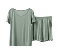 Ensemble de pyjama pour femme en coton, pyjama décontracté pour femme, haut à manches courtes et pantalon à jambes larges, vêtements de nuit doux, ensemble de pyjama 2 pièces haut et short pour