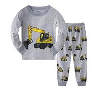 Ensemble de pyjama pour garçon Imprimé dinosaure Pyjama à manches longues en coton Sleepewar Tops Chemises et pantalons Vêtements de nuit pour enfants, Pelles, 5 ans