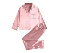 Ensemble de Pyjamas en Satin pour Filles 2Pj vêtements de Nuit en Soie boutonnés vêtements de Nuit pour Adolescents Robe pour pour Fille Invité Robe Fille 8 Ans Printemps