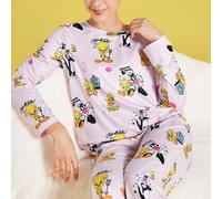 Ensemble de pyjamas femme deux pièces, Top à imprimé de dessin animé rose mignon et pantalon ample. Tenue de pyjama femme pour Noël, tenue de détente en automne L,M,S,XL,XS,XXL,XXS,XXXL,XXXXLAnimal,Ca