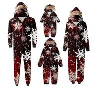 Ensemble de Pyjamas Noël Famille Pyjamas à Deux Pièces Set Barboteuse avec Plaid Imprimé Wapiti Tenue Vêtements de Nuit Toute la Famille, Christmas Pajamas Costume Gonflable Adulte Noel (Wine,S)