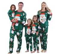 Ensemble de Pyjamas Noël Famille Pyjamas à Deux Pièces Set Barboteuse avec Plaid Imprimé Wapiti Tenue Vêtements de Nuit Toute la Famille Loungewear deguisement Pere Noel Adulte Grande (Vert,12Y)