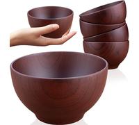 Ensemble de quatre: Bol de riz japonais traditionnel fabriqué à partir de bois de châtaignier - 12 cm - servir le riz, soupes, desserts et des collations avec un style asiatique (noir)