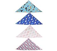 Ensemble de Quatre pièces Bandana pour Chien | Écharpe géométrique réversible en Coton pour Chiens/Chats | Bavoir Absorbant pour Animaux de Compagnie pour la Protection Contre (L)