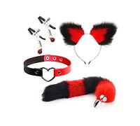 ̣ σ Ensemble De Quatre Pièces En Nylon Pour Le Cosplay Du Renard Et Du Chat Rouge Et Noir ! Un Cadeau Original Pour Les Hommes Et Les Femmes