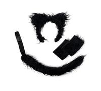 Ensemble de queue de loup oreilles réalistes en peluche pour jeux de rôle de cosplay d'Halloween, accessoires de costume d'animaux, fêtes sur le thème sauvage, noir doux