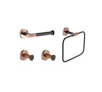 Ensemble de quincaillerie de Salle de Bain en Acier Inoxydable Noir Mat Moderne en Or Rose, Ensemble de 4 pièces Comprenant Un Porte-Serviettes, Un Porte-Rouleau de Papier Toilette et Un por