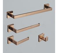 Ensemble de quincaillerie de salle de bain en or rose, crochet pour peignoir en acier inoxydable, barre pour serviette, porte-rouleau de papier toilette, anneau pour serviette, accessoires de salle