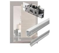 Ensemble de quincaillerie invisible for porte de grange avec mécanisme de fermeture amortie, fixation murale, for ouvertures de porte de 31" à 47".(150cm)