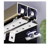 « Ensemble de quincaillerie pour Porte coulissante Double en Alliage d'aluminium - Rail de Guidage caché à Montage supérieur pour 2 Portes, Double Amortissement bilatéral à 4 Roues, 198 cm/7