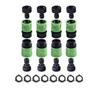 Ensemble de raccords rapides pour tuyau d'arrosage - Connecteurs en plastique mâles et femelles de 1,9 cm avec joints en caoutchouc pour tuyau d'eau, arroseur, robinet - Vert/noir