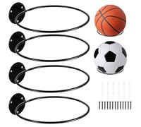 Ensemble de rack à bille monté au mur - Organisateur en métal, support de stockage robuste | Structure de montage solide avec affichage multiple, sports pratiques pour le basket-ball, le football