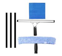 Ensemble de raclettes nettoyage vitres qualité supérieure, outil d'essuie-glace sans traces avec serviette en microfibre et lames rechange