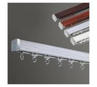 Ensemble de Rail à Rideau avec Support de Plafond Et de Mur, Tringle à Rideaux en Finition Grain de Bois, Séparateur de Pièce, Rails de Rideau de Douche(Gray,200cm/6.5ft (2 * 100cm))