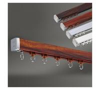 Ensemble de Rail à Rideau avec Support de Plafond Et de Mur, Tringle à Rideaux en Finition Grain de Bois, Séparateur de Pièce, Rails de Rideau de Douche(Brown,160cm/5.2ft (2 * 80cm))