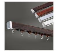 Ensemble de Rail à Rideau avec Support de Plafond Et de Mur, Tringle à Rideaux en Finition Grain de Bois, Séparateur de Pièce, Rails de Rideau de Douche(Dark Brown,400cm(4 * 100cm))